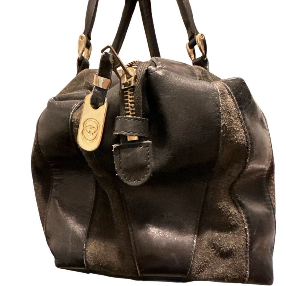 Gucci Black and olive green Leather and suede Boston Handbag - Picture 10 of 13
